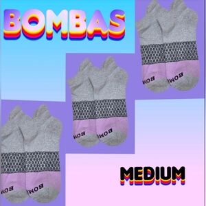 Bombas Ankle Socks 3 Pair BNWT Medium Unisex Purple/Gray Seamless Toe
